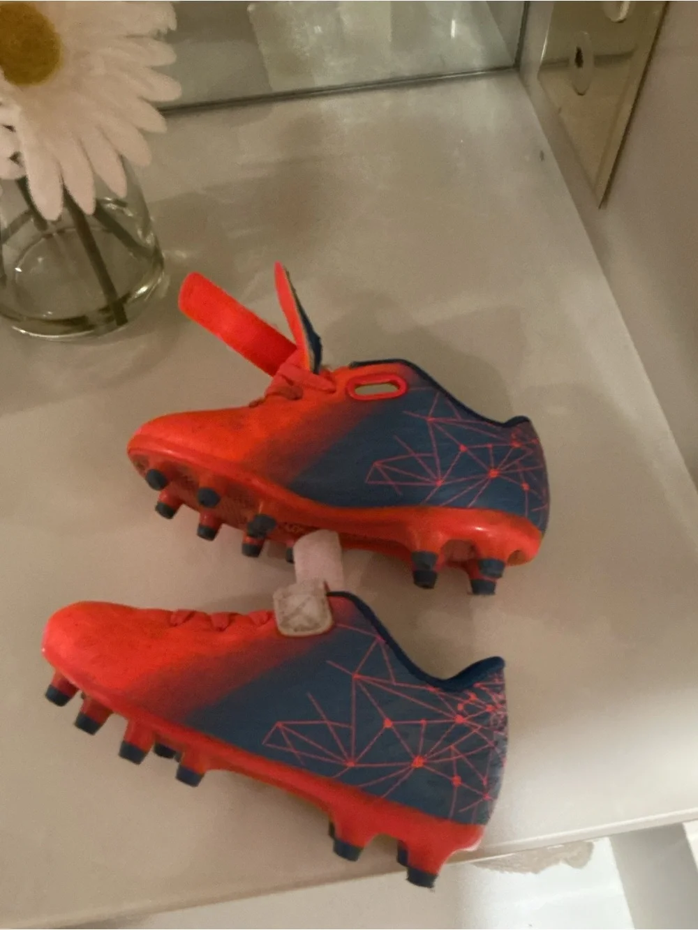 Brooman Unisex Kids Firm Ground Soccer/ football Cleats Blue/orange US 9 kids